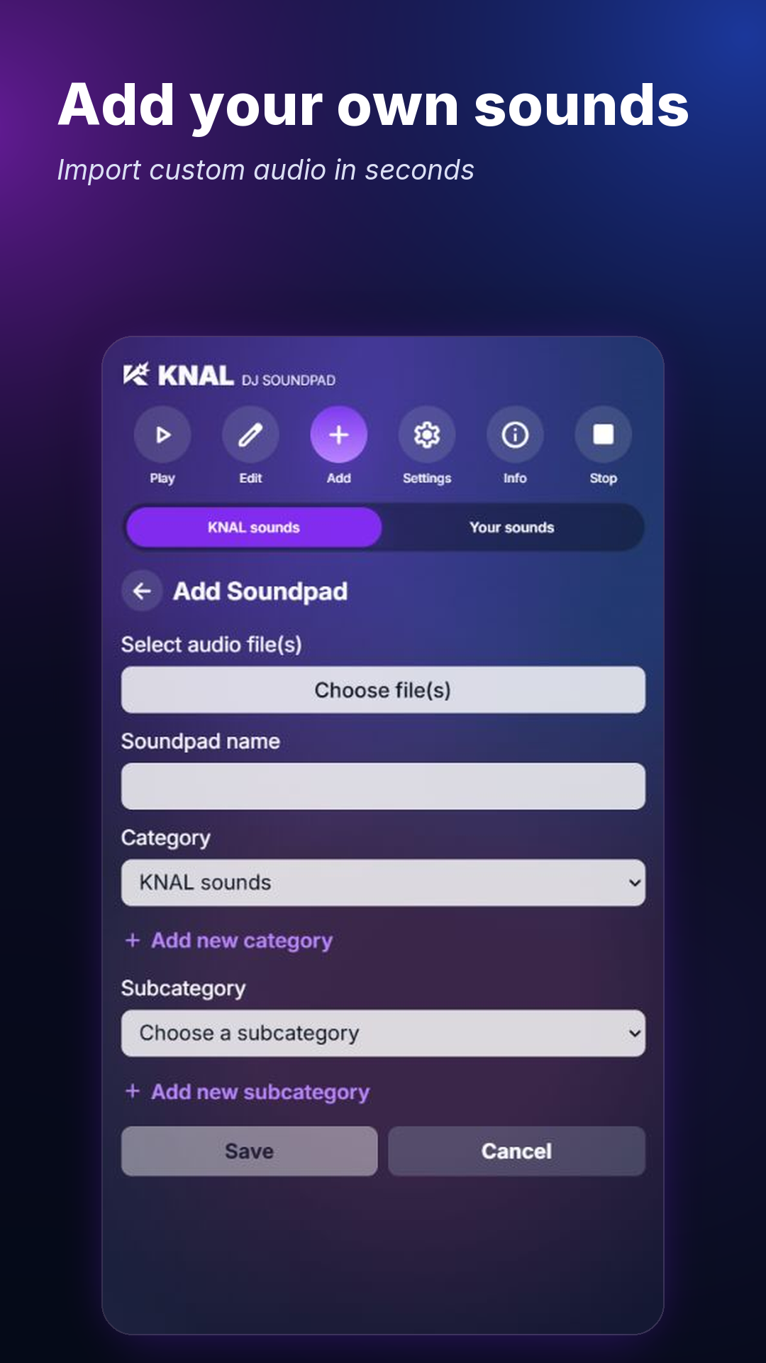 Import your own sounds in Knal